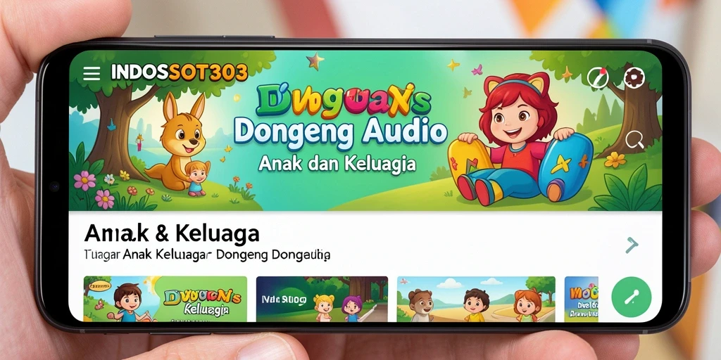 Tampilan antarmuka aplikasi Dongeng Audio yang menarik dan user-friendly.