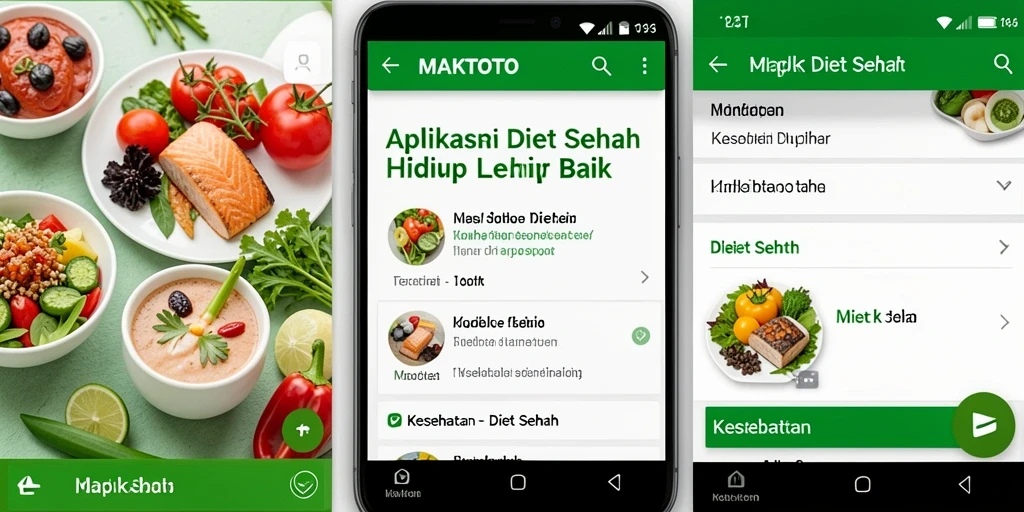 Tampilan antarmuka aplikasi MAKTOTO dengan fitur Diet Sehat yang menarik.