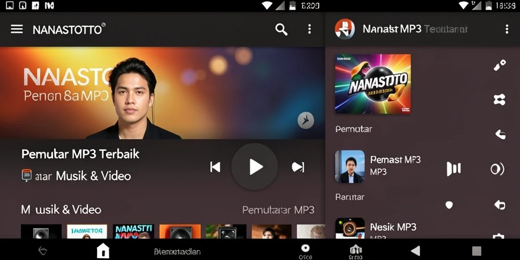Antarmuka NANASTOTO yang elegan dan fungsional untuk Pemutar MP3.
