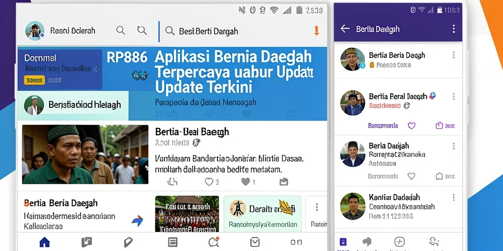 Screenshot utama RP886 menampilkan antarmuka aplikasi Berita Daerah yang informatif.