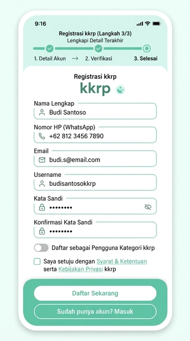 Buat Akun Baru di kkrp dengan Mudah